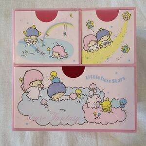 Vintage Sanrio Little Twin Stars 1976 Jewelry Box Trinket Case Japan Pink